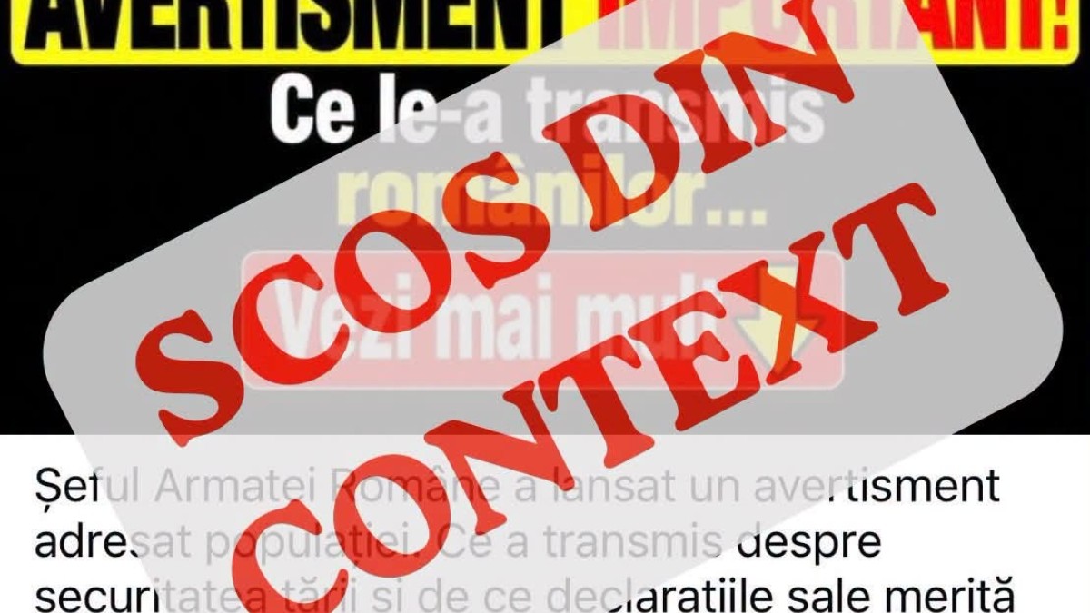 MApN dezminte campania de dezinformare de pe Facebook: Generalul Gheorghiță Vlad nu a emis nicio alertă națională
